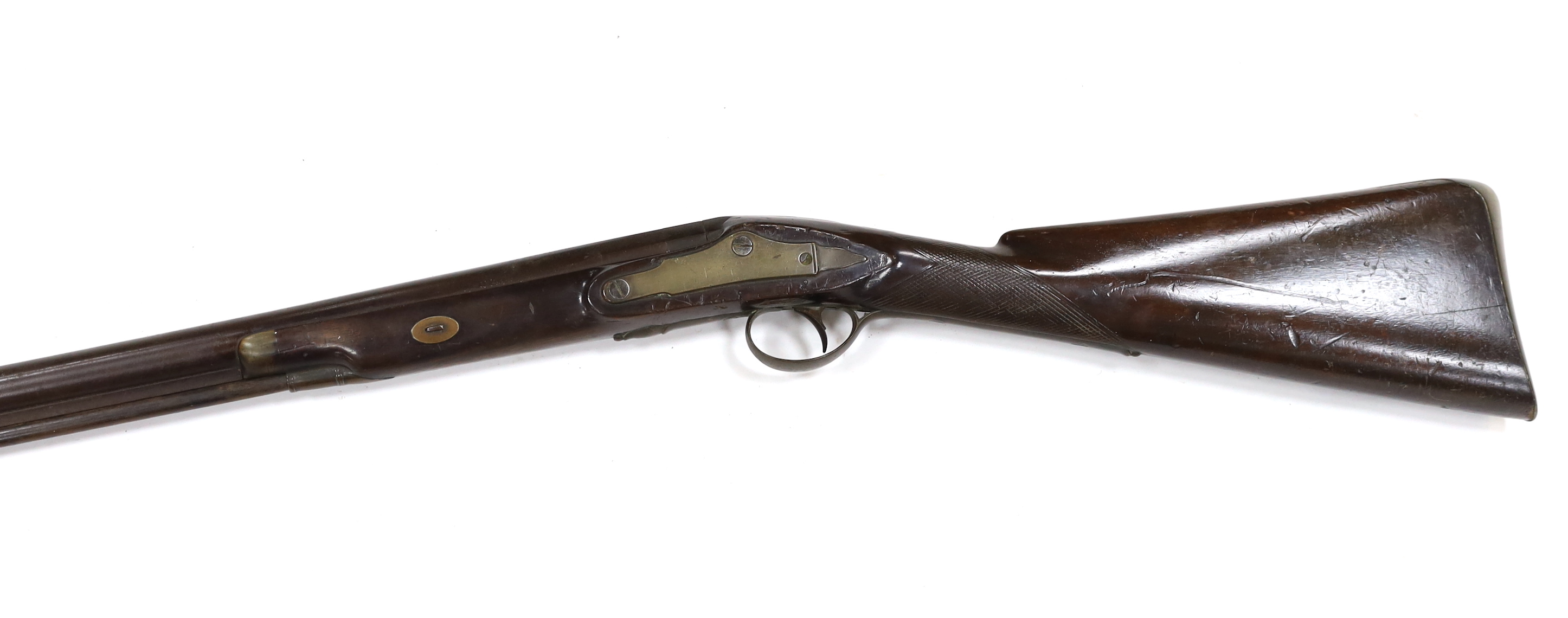A mid 19th century percussion sporting gun, engraved J.J. Leonard, barrel 81.5cm